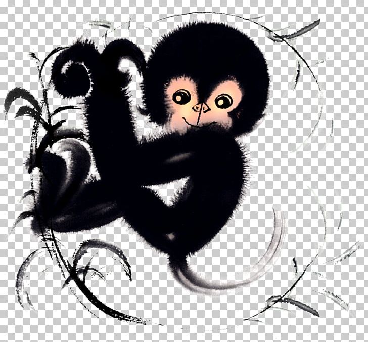 China Monkey Chinese New Year Zodiac Happiness PNG, Clipart, Animals, Black, Black Monkey, Calendar, Cartoon Monkey Free PNG Download
