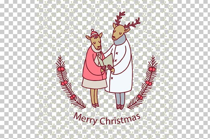 Santa Claus Christmas Elk Reindeer Illustration PNG, Clipart, Cartoon, Christmas, Creative Arts, Deer, Elk Free PNG Download