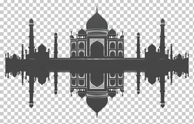 Taj Mahal - Silhouette Of Taj Mahal With Reflection PNG