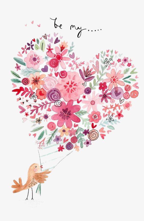 Watercolor Heart Flowers PNG, Clipart, Flowers, Flowers Clipart, Frame, Fresh, Fuchsia Free PNG Download