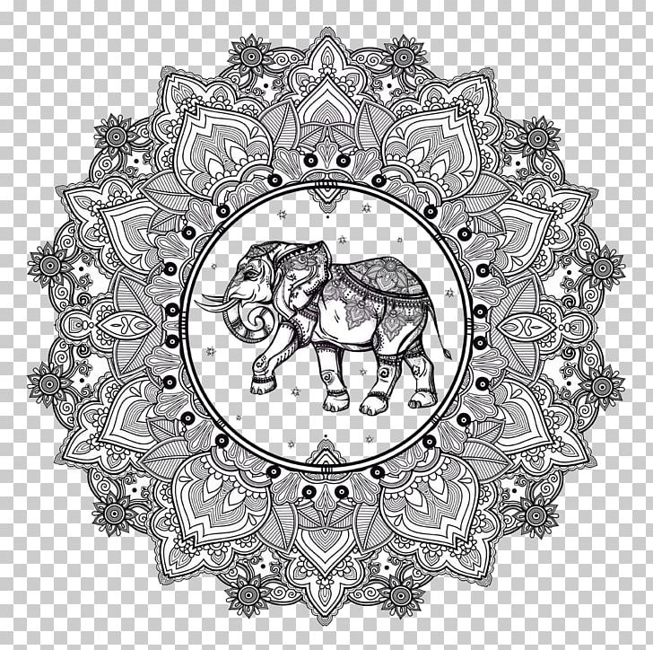 Mandala Coloring Book Buddhism And Hinduism Pattern PNG, Clipart, Adult, Animals, Black And White, Buddhism, Classical Pattern Free PNG Download