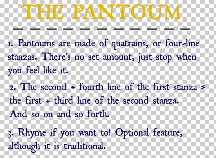 Pantoum Poetry Writing Writer Stanza PNG, Clipart, Angle, Area, Blue, Document, Form Free PNG Download