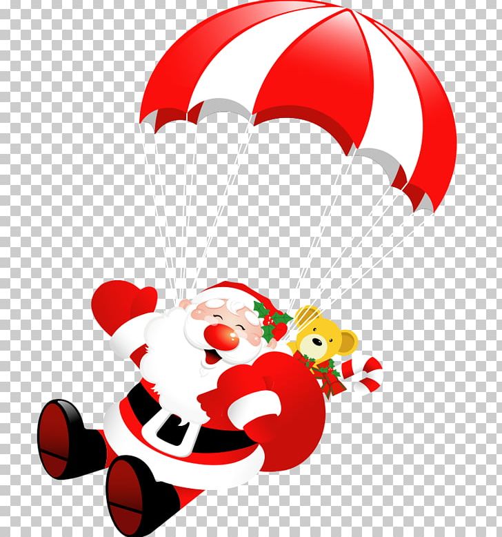 Santa Claus Santas Workshop PNG, Clipart, Cartoon Parachute, Christma, Christmas, Christmas Decoration, Fictional Character Free PNG Download