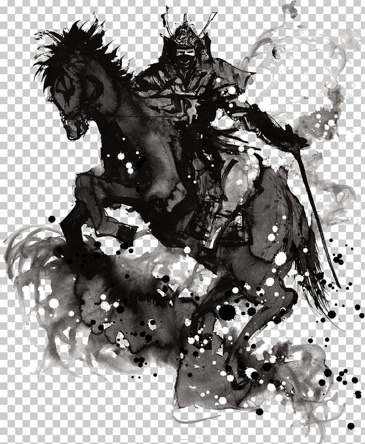 Samurai Illustration PNG, Clipart, Black And White, Designer, Download, Fantasy, Fictional Character Free PNG Download