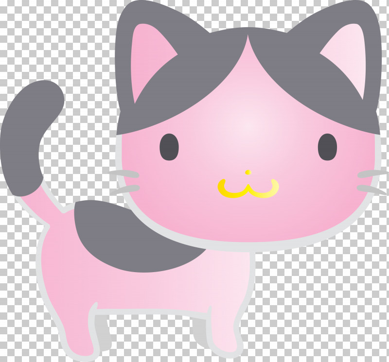 Cartoon Pink Snout Cat Whiskers PNG, Clipart, Cartoon, Cat, Kitten, Pink, Snout Free PNG Download