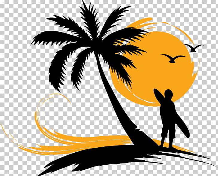 Arecaceae Surfing Sunset PNG, Clipart, Arecaceae, Artwork, Computer Wallpaper, Decal, Flower Free PNG Download