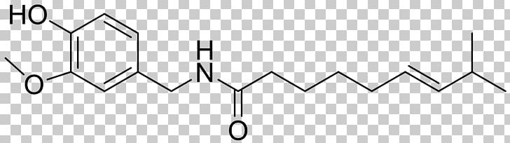 Dihydrocapsaicin Molecule Chili Pepper TRPV1 PNG, Clipart, Angle, Area, Black And White, Capsaicin, Capsicum Annuum Free PNG Download