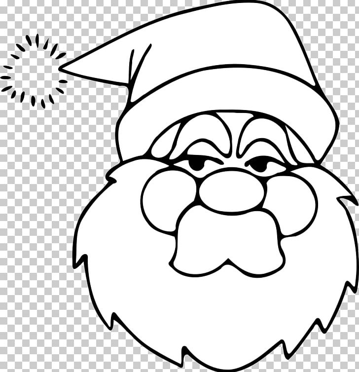 santa claus face clipart black and white