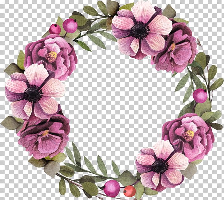 Floral Design Wreath Flower Garland Purple PNG, Clipart, Art, Artificial Flower, Blossom, Crown, Cut Flowers Free PNG Download