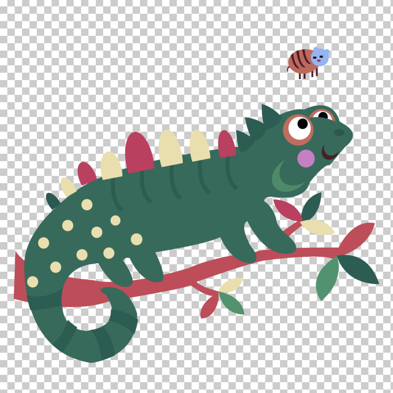 Green Cartoon Lizard Reptile Chameleon PNG, Clipart, Cartoon, Chameleon, Green, Iguania, Leaf Free PNG Download