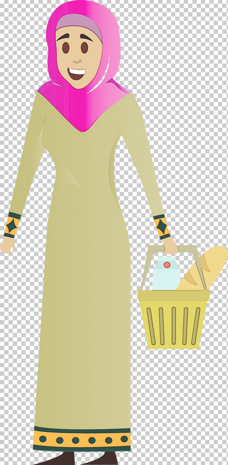 Clothing Yellow Pink Cartoon Dress PNG, Clipart, Abaya, Arabic Girl, Arabic Woman, Cartoon, Clothing Free PNG Download