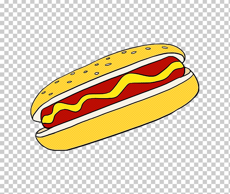 Fast Food Yellow Hot Dog Hot Dog Bun Line PNG, Clipart, American Food, Bun, Cheeseburger, Cuisine, Fast Food Free PNG Download