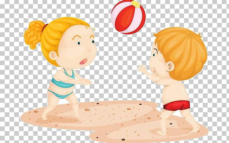 Cartoon Child Beach Illustration PNG, Clipart, Animation, Baby Girl, Ball, Balloon Cartoon, Beach Free PNG Download