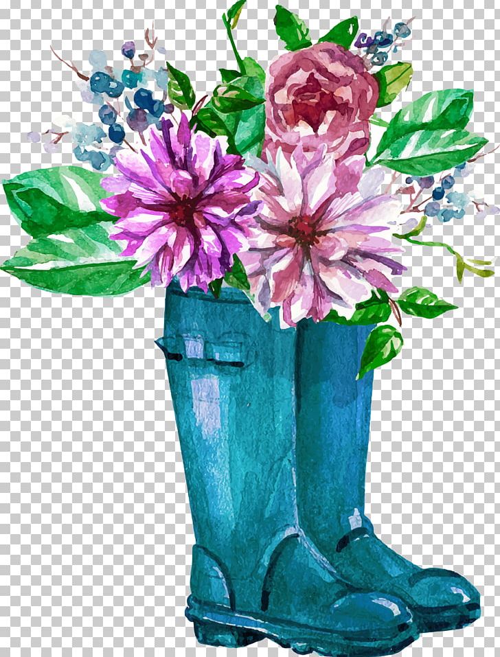 Watercolor Hand Painted Boots Flower Decoration Pattern PNG, Clipart, Attitude, Boots, Company, Etsy, Flower Free PNG Download