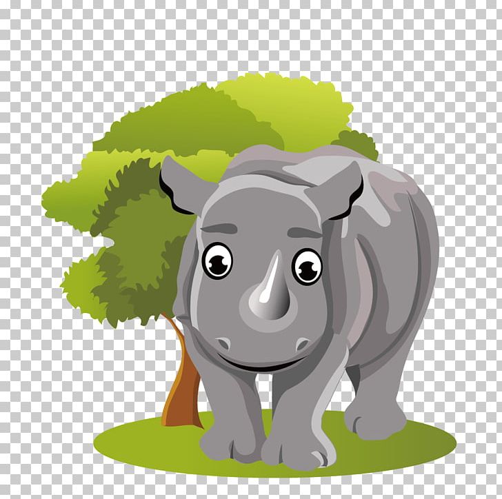 Rhinoceros Cartoon PNG, Clipart, Animal, Calf, Carnivoran, Dog Like Mammal, Drawing Free PNG Download
