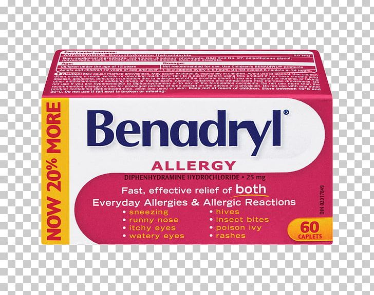 Benadryl Allergy Diphenhydramine Pharmacy Pharmaceutical Drug PNG, Clipart, 60s, Allergy, Benadryl, Brand, Cetirizine Free PNG Download