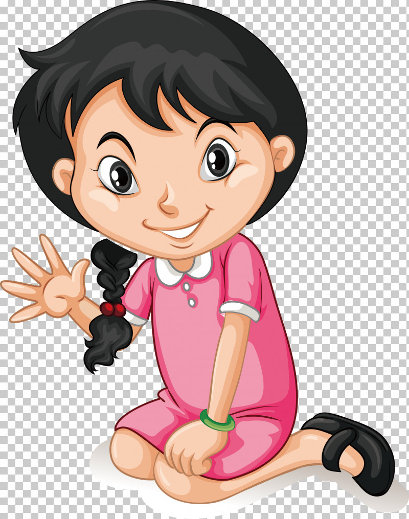 happy cartoon asian girl