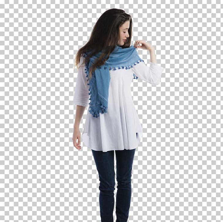 Blue Scarf Pom-pom Sleeve Silk PNG, Clipart, Blouse, Blue, Clothing, Clothing Accessories, Cotton Free PNG Download