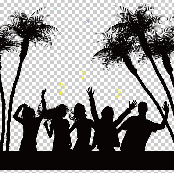 Silhouette Party Beach Nightclub PNG, Clipart, Black And White, Computer Wallpaper, Concert, Dance, Dance Party Free PNG Download