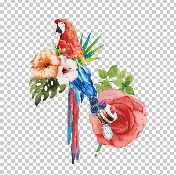 Bird Cockatoo Watercolor Painting Macaw PNG, Clipart, Animals, Artificial Flower, Decorative, Flower, Flower Arranging Free PNG Download