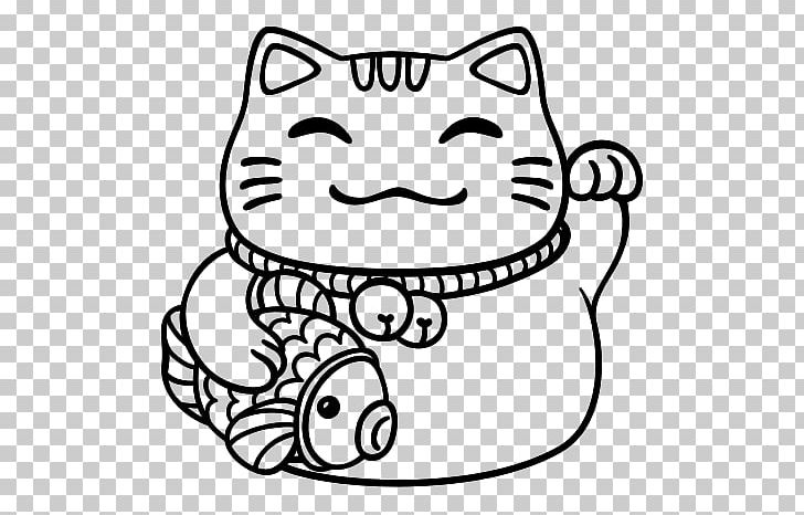 Cat Maneki-neko Drawing Luck PNG, Clipart, Animals, Area, Art, Black, Black And White Free PNG Download