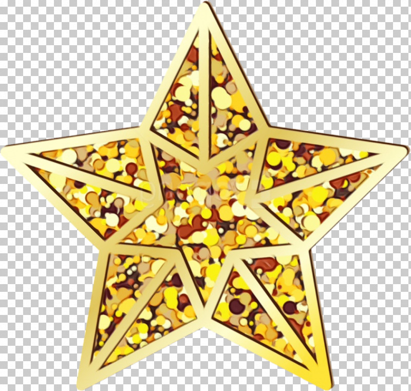 Yellow Star Holiday Ornament Triangle Metal PNG, Clipart, Holiday Ornament, Jewellery, Metal, Paint, Star Free PNG Download