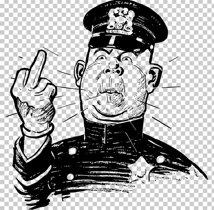 Police Officer The Finger PNG, Clipart, Art, Black And White, Cartoon, Cop, Download Free PNG Download