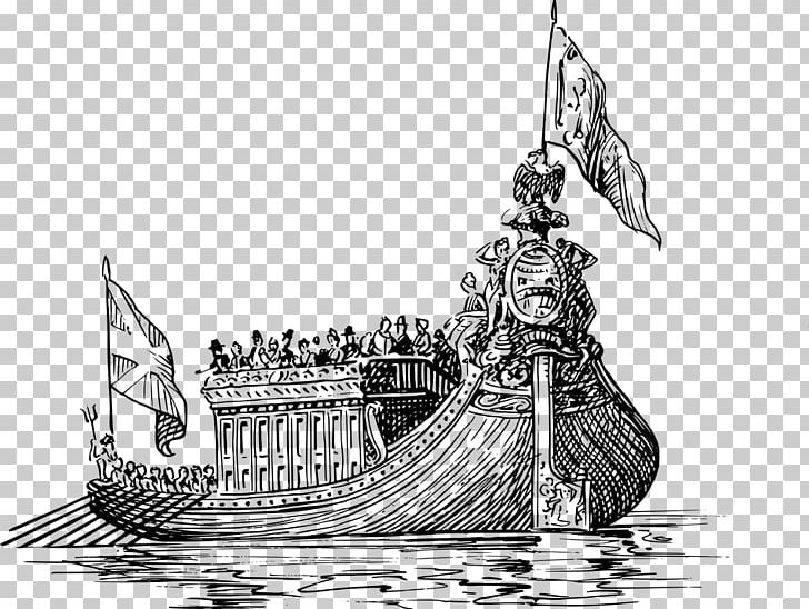 Drawing Ship Barge PNG, Clipart, Artwork, Barge, Black And White, Boat, Brigantine Free PNG Download