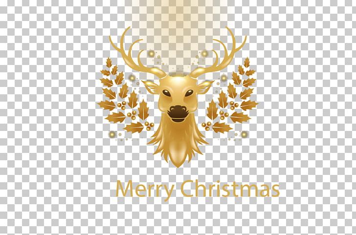 Reindeer Christmas Gold PNG, Clipart, Antler, Cartoon, Christmas Lights, Computer Wallpaper, Deer Free PNG Download