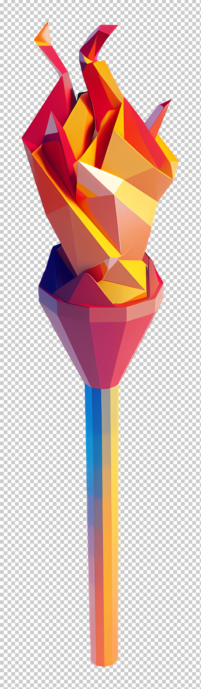 Olympic Torch - Geometric Torch With Gradient Colors Illustration PNG
