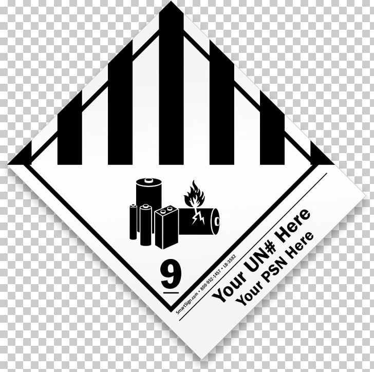 HAZMAT Class 9 Miscellaneous Dangerous Goods Label Lithium Battery Lithium-ion Battery PNG, Clipart, Angle, Area, Black, Black And White, Brand Free PNG Download