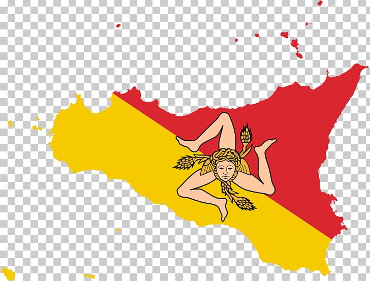 Flag Of Sicily Trinacria Map PNG, Clipart, Area, Art, Cartoon, Computer Wallpaper, Fictional Character Free PNG Download