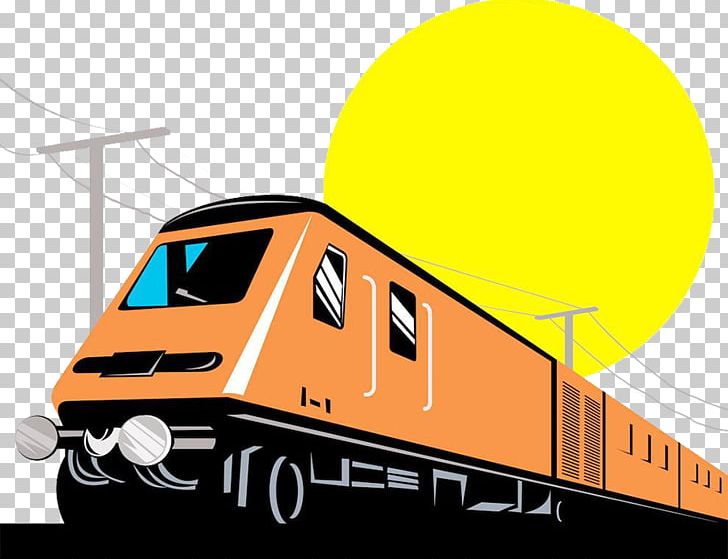 Train Rail Transport Passenger Car Electric Locomotive PNG, Clipart, Electricity, Freight Transport, Mode Of Transport, Orange, Orange Background Free PNG Download