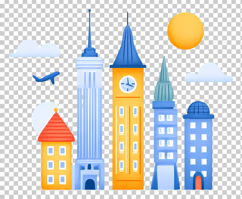 City Exploration - Colorful Cityscape With Skyline PNG