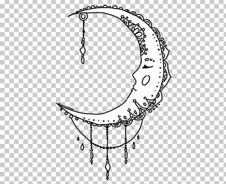 Lunar Phase Tattoo Drawing Crescent PNG, Clipart, Area, Art, Black And White, Body Jewelry, Bohochic Free PNG Download