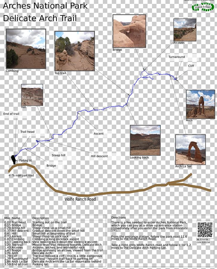 Delicate Arch Trail Trail Map Hiking National Park PNG, Clipart, Angle, Arch, Arches National Park, Area, Delicate Arch Free PNG Download