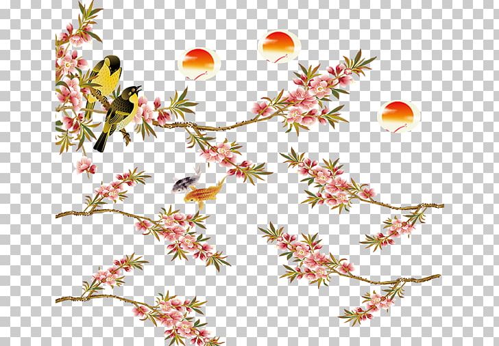Bird-and-flower Painting Ink Wash Painting Gongbi PNG, Clipart, Advertisement Poster, Bird, Branch, China, Chinese Painting Free PNG Download