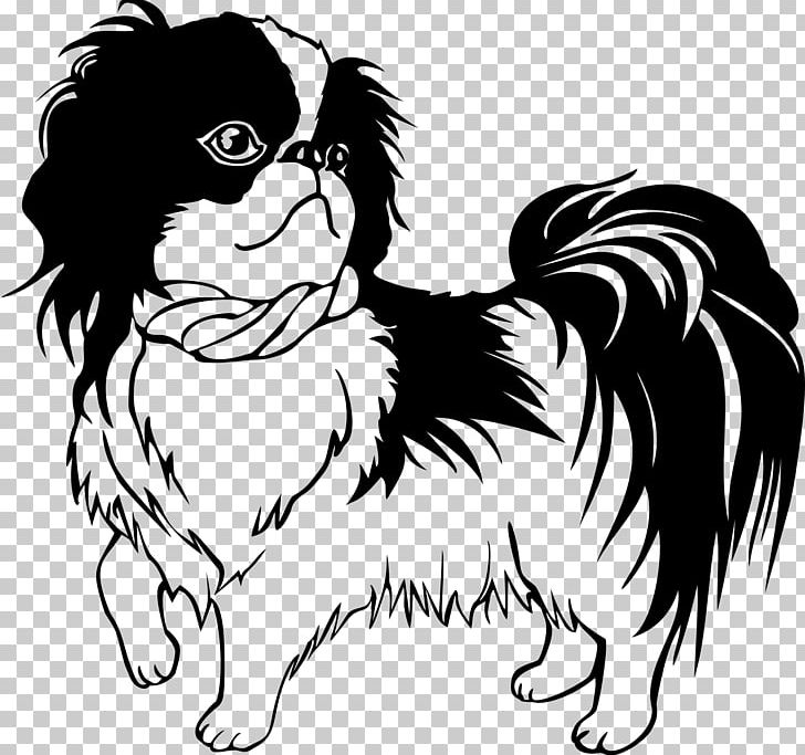 Shih Tzu Dachshund Japanese Chin Puppy Line Art PNG, Clipart, Animals, Art, Beak, Black, Black And White Free PNG Download