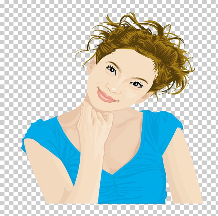 Woman With Short Hair Blue PNG, Clipart, Arm, Artworks, Beauty, Black Hair, Blue Free PNG Download