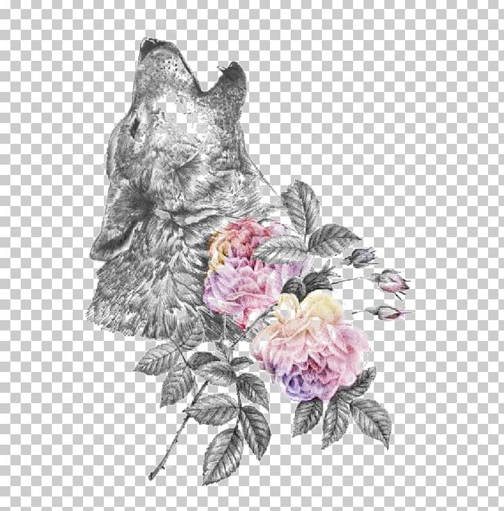 Gray Wolf Watercolour Flowers African Wild Dog Watercolor Painting PNG, Clipart, Animals, Encapsulated Postscript, Flower, Flower Arranging, Illustrator Free PNG Download