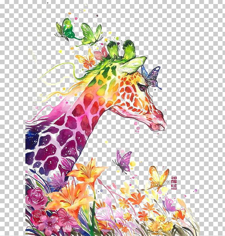 Watercolor Painting Giraffe Visual Arts Drawing PNG, Clipart, Animal