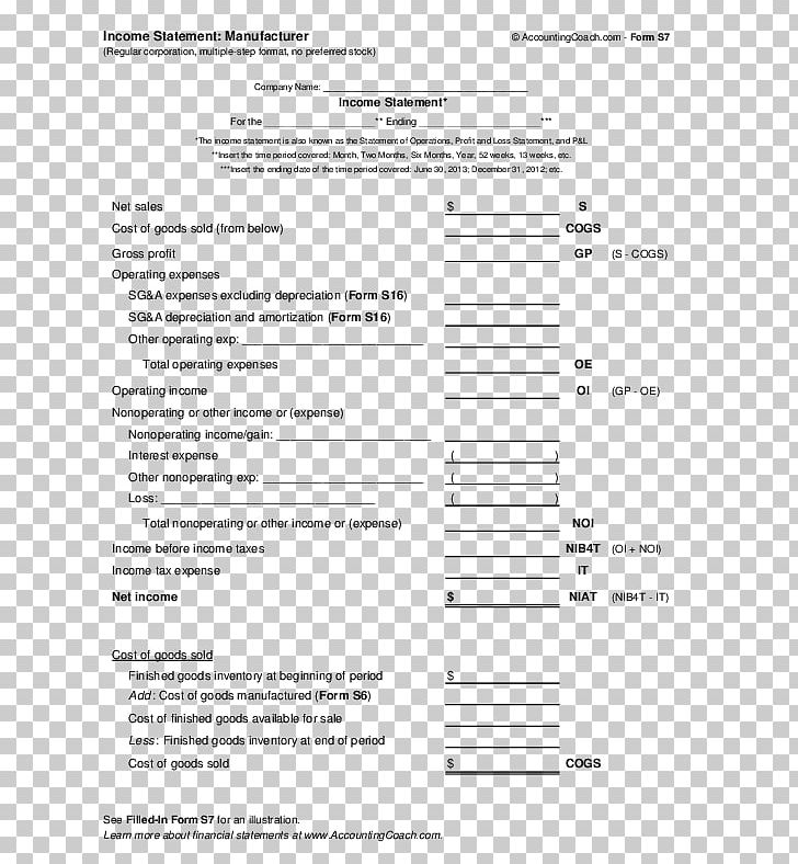 Income Statement Financial Statement Form Finance PNG, Clipart, Area, Cash Flow Statement, Cost Of Goods Sold, Diagram, Document Free PNG Download