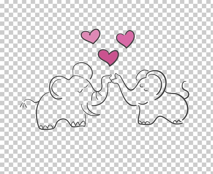 Valentines Day Drawing Elephant PNG, Clipart, Animals, Area, Baby Elephant, Black And White, Cartoon Free PNG Download