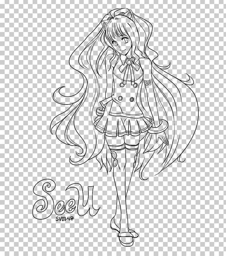 SeeU Coloring Book Megpoid Kagamine Rin/Len Vocaloid PNG, Clipart, Arm, Art, Black, Clothing, Color Free PNG Download
