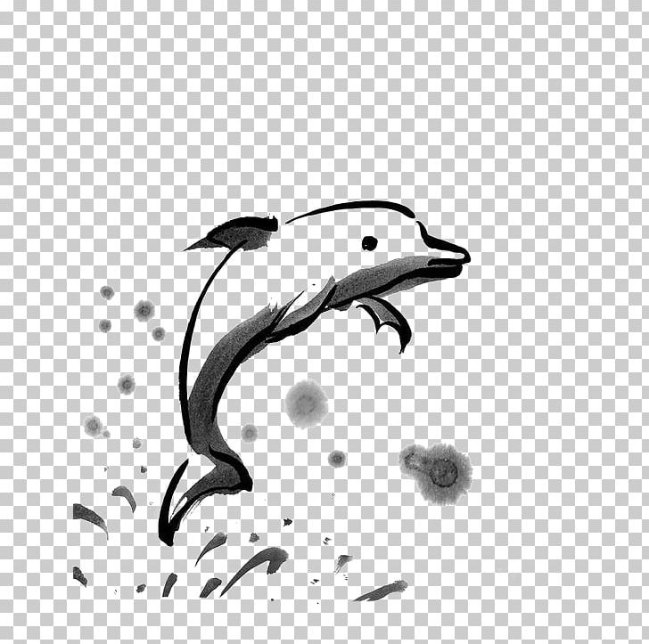 Dolphin Ink Wash Painting Watercolor Painting PNG, Clipart, Animal, Animals, Art, Artist Trading Cards, Beak Free PNG Download