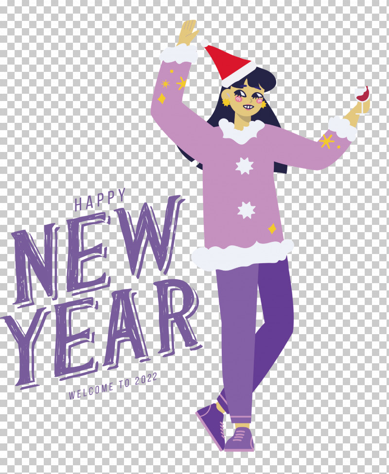 Happy New Year 2022 2022 New Year 2022 PNG, Clipart, Cartoon, Character, Costume, Happiness, Lavender Free PNG Download
