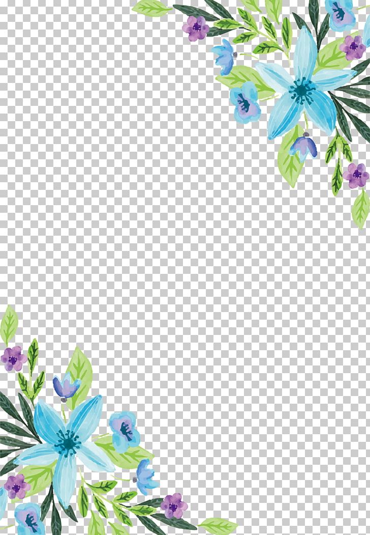 Watercolor Painting Flower Floral Design PNG, Clipart, Blue, Blue Flowers, Border, Color Splash, Design Free PNG Download