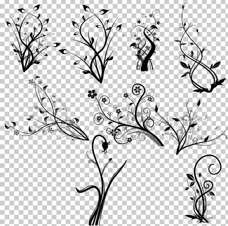 Brush Black And White PNG, Clipart, Beautiful, Black, Branch, Branches, Brush Free PNG Download