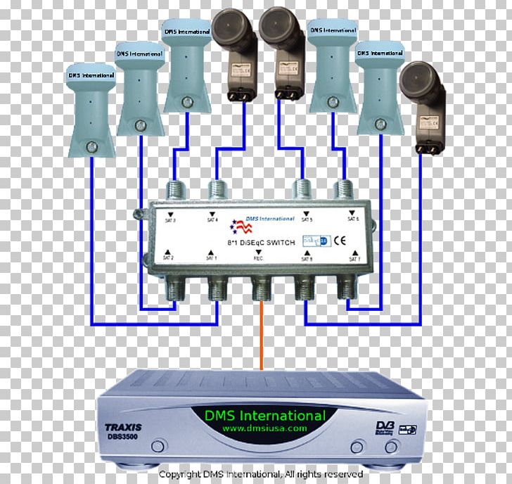 DiSEqC Electrical Switches Antenna Low-noise Block Downconverter Electronic Component PNG, Clipart, Angle, Antenna, Asiasat, Asiasat 5, Cara Free PNG Download