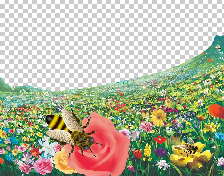 Bee Flower PNG, Clipart, Bee Vector, Computer Wallpaper, Designer, Drawing, Encapsulated Postscript Free PNG Download